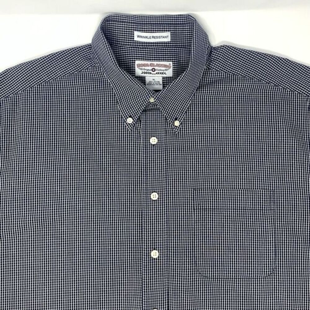 Boca Classics  Black & White Gingham Short‎ Sleeve Men's Casual Shirt Size XL